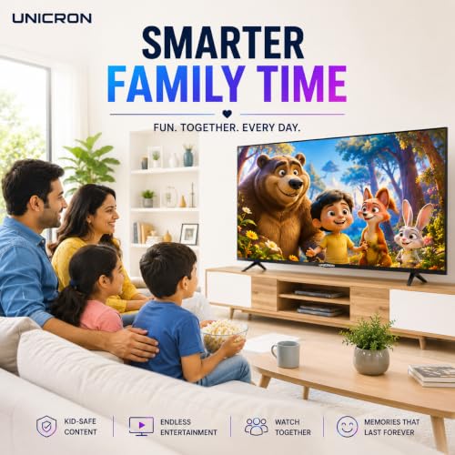 UNICRON 32 Inch Android Smart TV with Voice Control Remote, HD Ready LED Television, WiFi Built in 30W Speaker, IPS Display & Apps Compatible (Netflix, Prime)