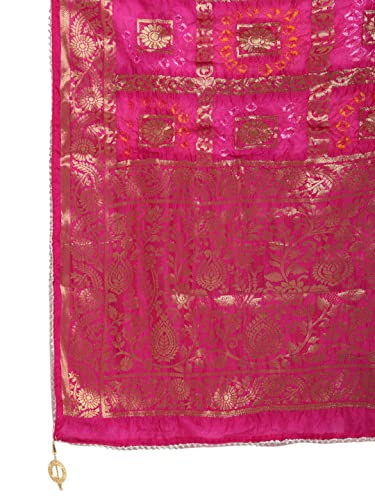 JABAMA® Women's Banarasi Woven Dupatta (Magenta, BANDU12_Grp)