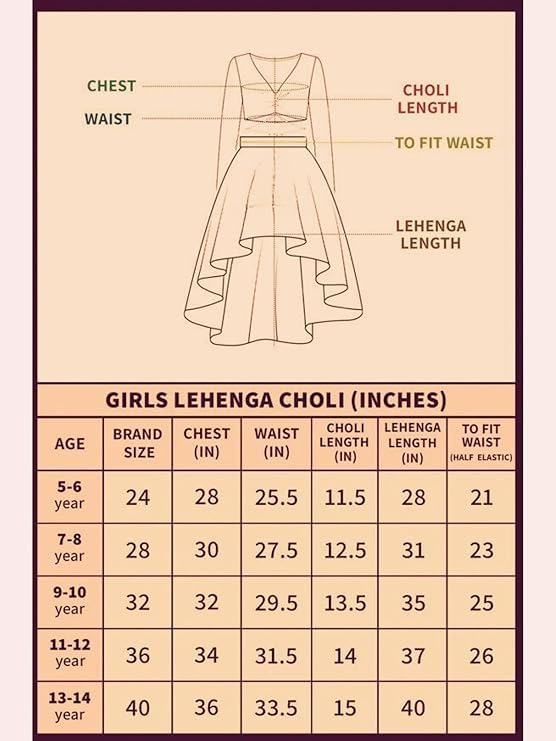 Naixa Girl's Rayon Floral Pattern Lehenga Choli Set with Sleeveless Round Neck and Elastic Closure Type| Ready to Wear Lehenga Choli Set