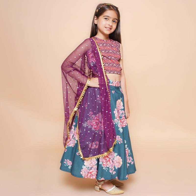 Ahalyaa Girl's Polyester Kids Lehenga Choli (87K-753COM-KDBLSKDU-5-6Y5-6Y)