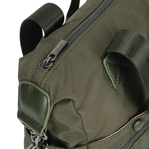 Olive Edge Nylon Satchel | Dual Carry Handbag with Webbing Handles & Detachable Strap| Spacious & Multi-Pocket Design