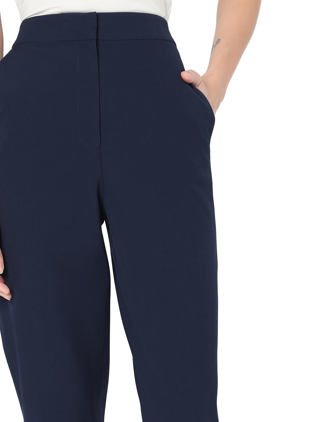 VERO MODA Womens Slim Fit High Rise Trouser Dark Navy