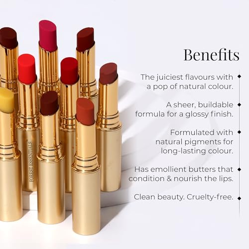 Forest Essentials Tinted Plumping Lip Serum Gulab Jal | Natural Glossy Lip Tint with Natural Colour & Flavours | Clean, Cruelty-Free Makeup