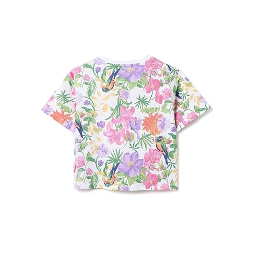 United Colors of Benetton Cropped Round Neck Floral T-Shirt White