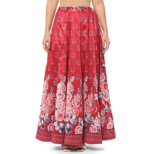 BIBA Women Polyester Printed Flared Mix and Match Maxi (Mnmskirts/T18383_Red_L)