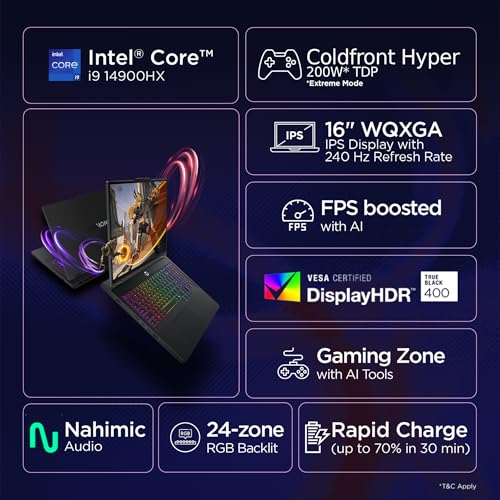 Lenovo Legion Pro 5 2025 Intel Core i9-14900HX | NVIDIA RTX 5070 8GB (32GB RAM/1TB SSD/WQXGA IPS/240Hz/16 (40.6cm)/Windows 11/Office 2024+AI Now/Black/2.4Kg), 83NN003CIN AI Powered Gaming Laptop