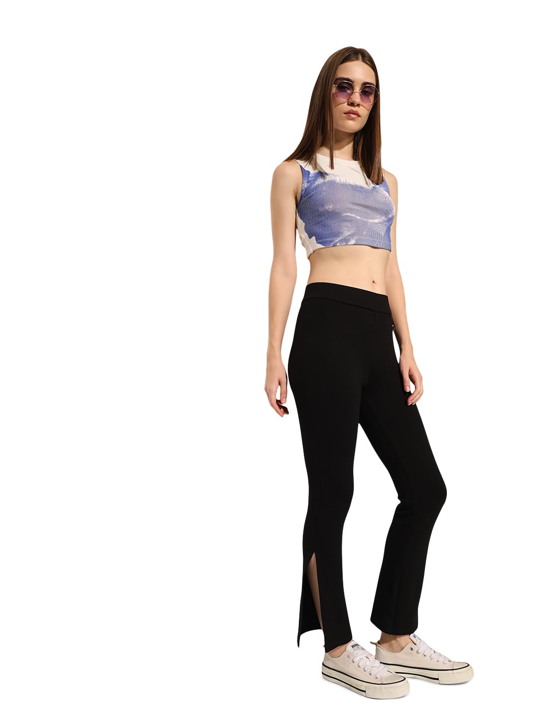 ONLY Women's Solid Skinny Fit Black Pant