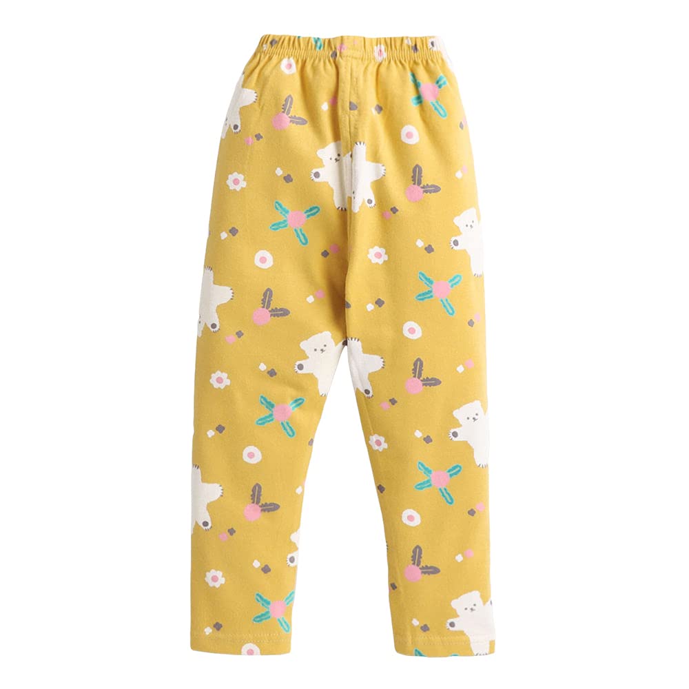 Hopscotch Cotton Unisex Animal Print Top Pajama Set In Mustard Color For Ages 12-24 Months