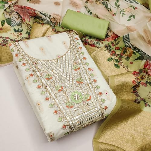 Leeli Peeri Designer Women's Jacquard Embroidery Work Unstitched Salwar Suit Dress Material