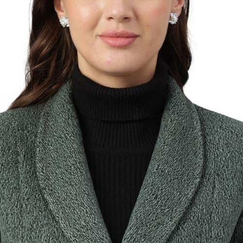 Latin Quarters Women Green Full Sleeve Solid Casual Coat_XL