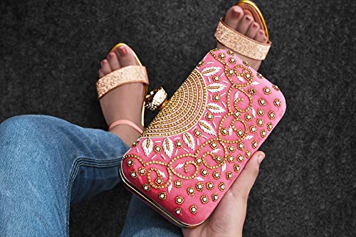 For The Beautiful You Baby pink Rose Neck Women's Clutch
