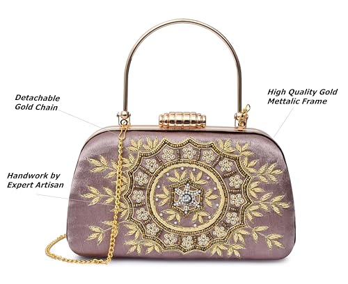 For The Beautiful You Embroidered Women's Clutch (rd-199) (Pink)