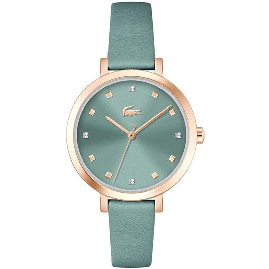 Lacoste Riga Qtz Basic Green Round Dial Women's Watch|Leather Material|Multi Color Band - 2001367