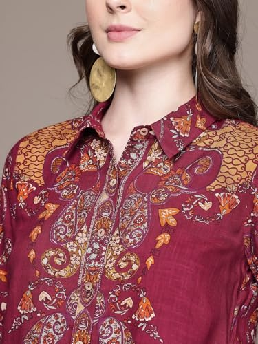 Aarke Ritu Kumar Maroon Dandelion Shirt