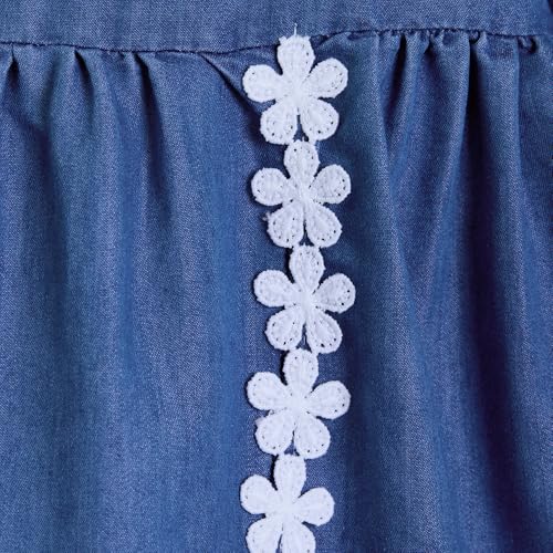 Hopscotch Girls Blue Full Sleeves Lace Trim Denim Dress for Age (5-6 Years)