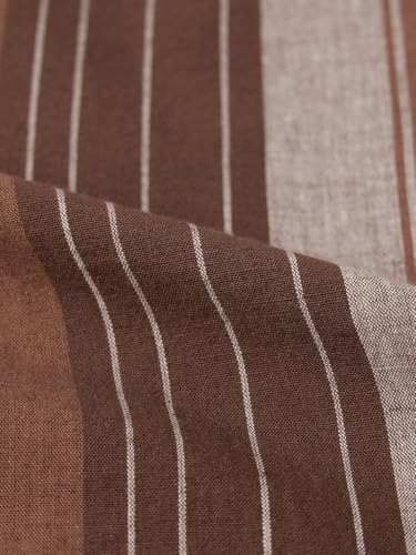 The Souled Store Cotton Linen Stripes: Latte Men and Boys Long Sleeve Spread Collar Brown Striped Casual Easy to Style Everday Office Wear Cotton Linen Shirt