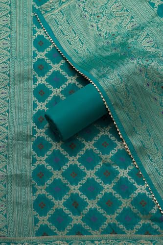 Soch Womens Light Green Cotton Blend Embroidered Unstitch Dress Material With Sequins