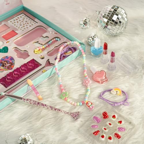 ILEARNNGROW Kids Makeup Kit 28 Piece | Washable Pretend Play Set for Girls 4+ Unicorn