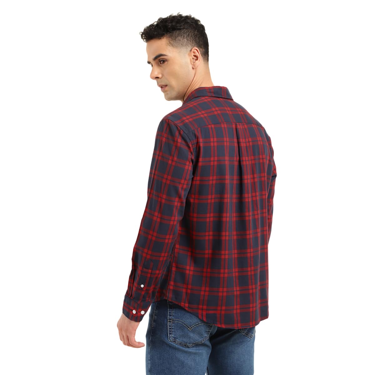 Levi's Men's Checkered Slim Fit Shirt (32907-0477_Red