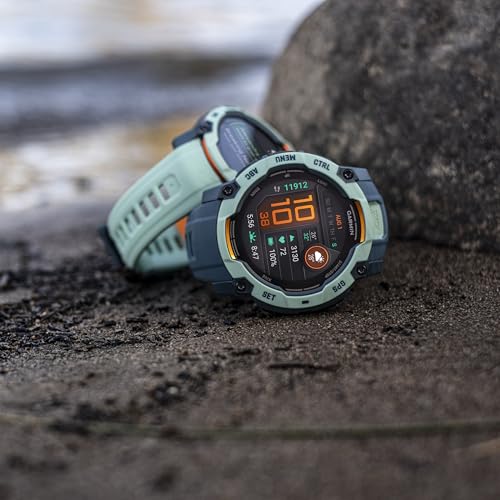 Garmin Instinct® 3 45mm, AMOLED Display, Rugged Outdoor GPS Smartwatch, Metal-Reinforced Bezel, Built-in Flashlight, Up to 18 Days of Battery Life, Neo Tropic