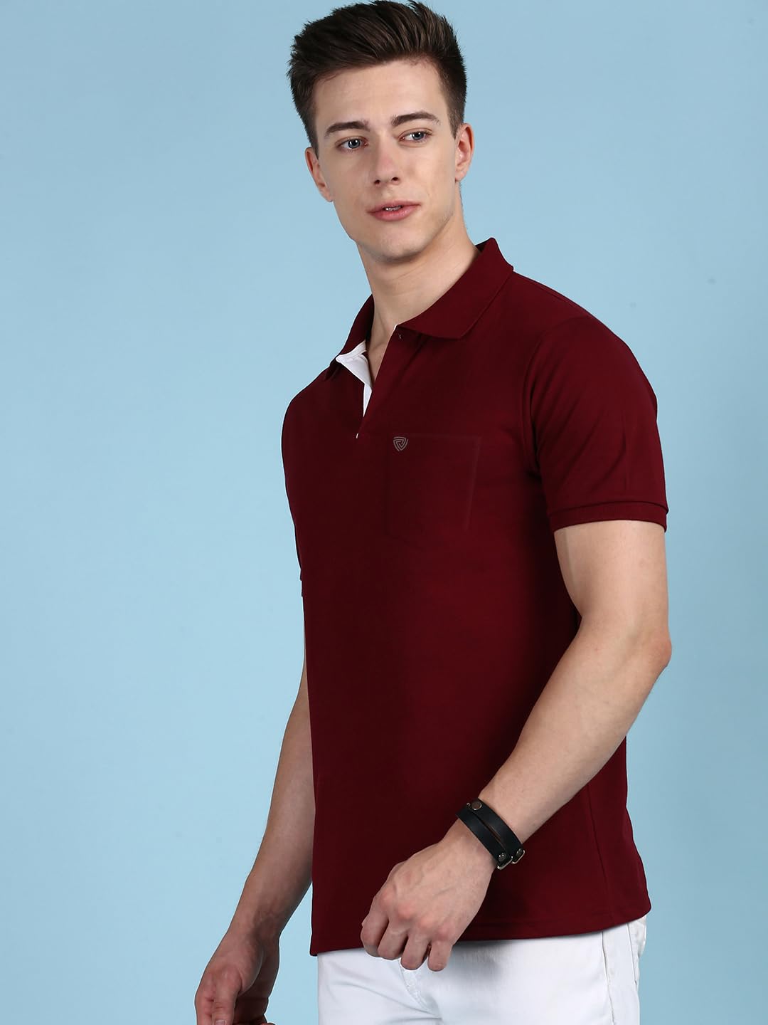 Lux Cozi Men's Half Sleeve Soild Casual T-Shirt with Chest Pocket_COZI_2122_MRN_XL_1PC Maroon