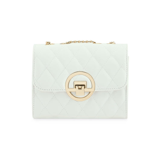 Fastrack Quilted Sling Bag for Women | Chic Party Bag for Girls, Ladies, Women | Stylish Structured Bag Made of Faux Leather (White)