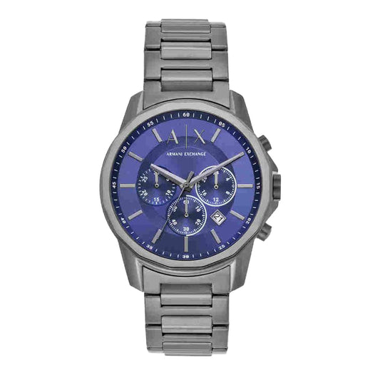 Armani Exchange Men Stainless Steel Gun-Metal Analog Watch Ax1731, Dial-Color:Blue, Band Color:Gray