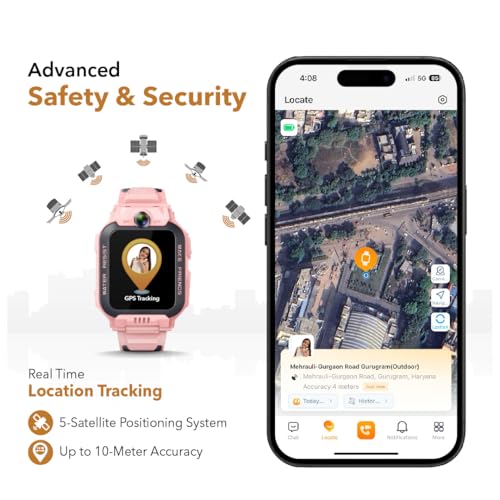 imoo Watch Phone Z7, 4G Smart Watch for Kids with Real-Time HD Video & Phone Call, Smart Watch for Girls with GPS Location and 14-Day History, Smartwatch for Boys with IPX8 Waterproof (Pink)