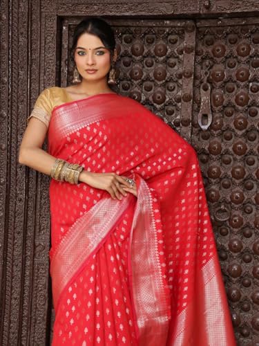 HAIDER ALI AND SONS Silk Saree for Women | Traditional Saree Banarsi Design with Blouse Piece for Women & Girls | Art Silk saree 6.50 Meters (Saree - 5.50 Mtrs, Blouse Piece - 100 Cms) |