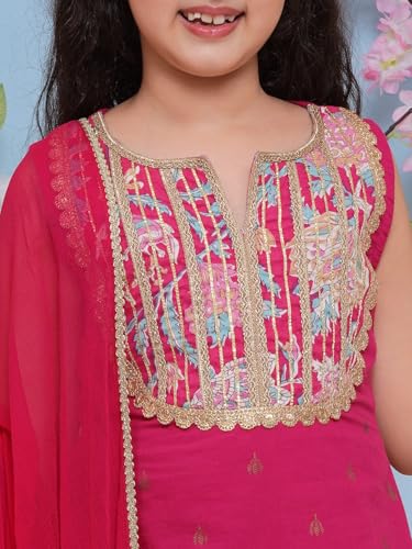 Bitiya By Bhama Girls Yoke Design Pure Cotton Straight Kurta With Salwar & Dupatta(TKS225_5-6Y)