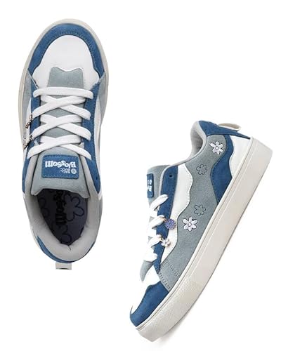 Bacca Bucci Blossom Women’s Sneakers – Genuine Leather Casual Shoes with Floral Accents & Metal Lace Charms | High-Energy Colorways | All-Season Comfort & Style Daisy Sky UK 8