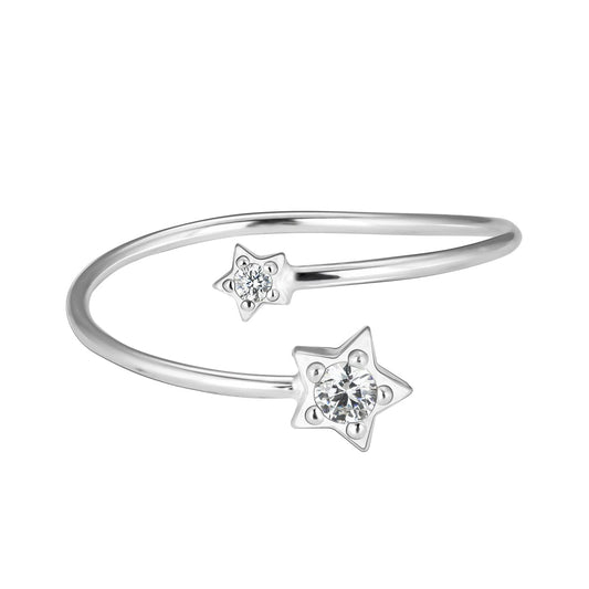 GIVA 925 Silver Dual Star Ring, Adjustable | Valentine Gift for Girlfriend Wife Women & Girls | With Certificate of Authenticity and 925 Stamp | 6 Month Warranty*
