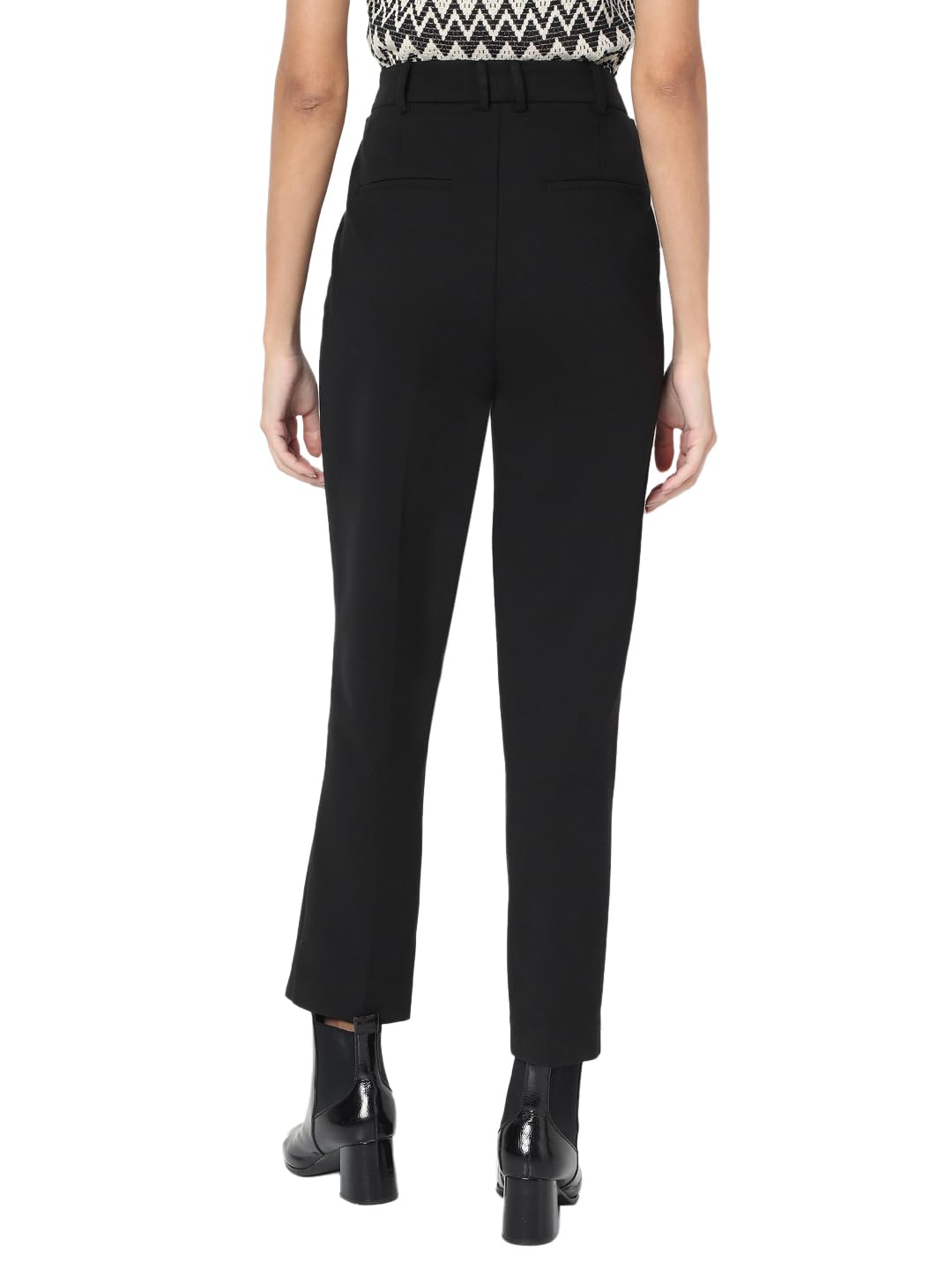 VERO MODA Women's Slim Fit High-Rise Black Trouser