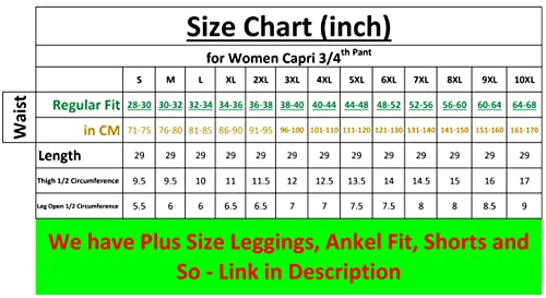 PandaWears Women's Reg/Plus Size Pocket Capri - Stretch Fit (in, Alpha, 3XL, Bio-Mahendi Green)
