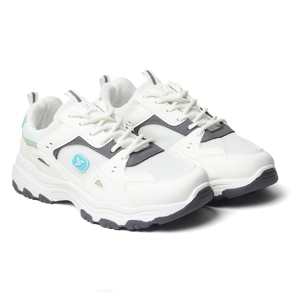 YOHO Tempo 0920 Sneakers for Women | Fashionable & Stylish Casual Look Sneaker, Breathable Mesh Comfort, Shock-Absorbing Cushioning, Durable Grip Sole, All-Day Ease | IceLatteMint - UK 8