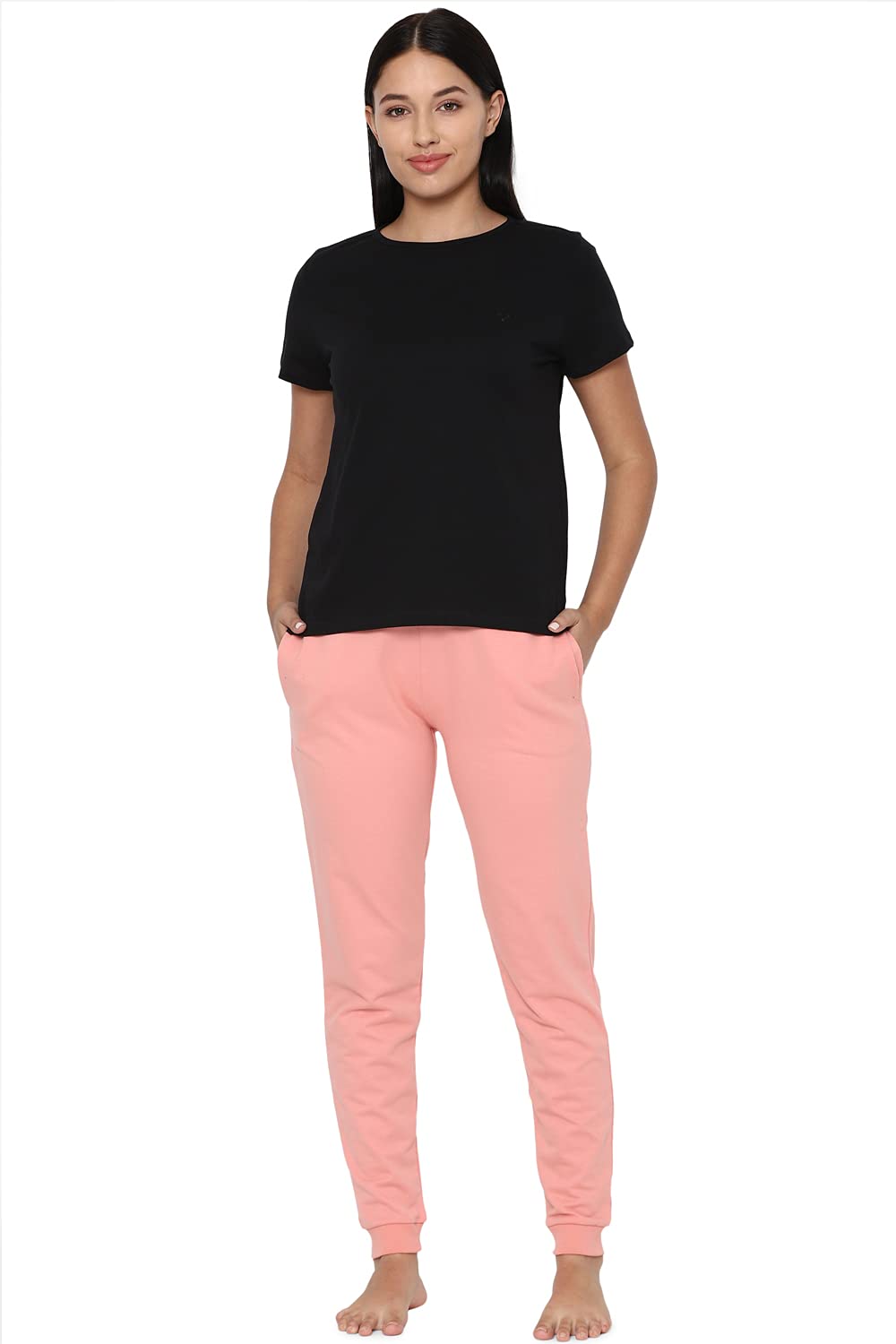 Allen Solly Women's Solid Regular Fit T-Shirt (AHKCCRGPP98080- Black XL)