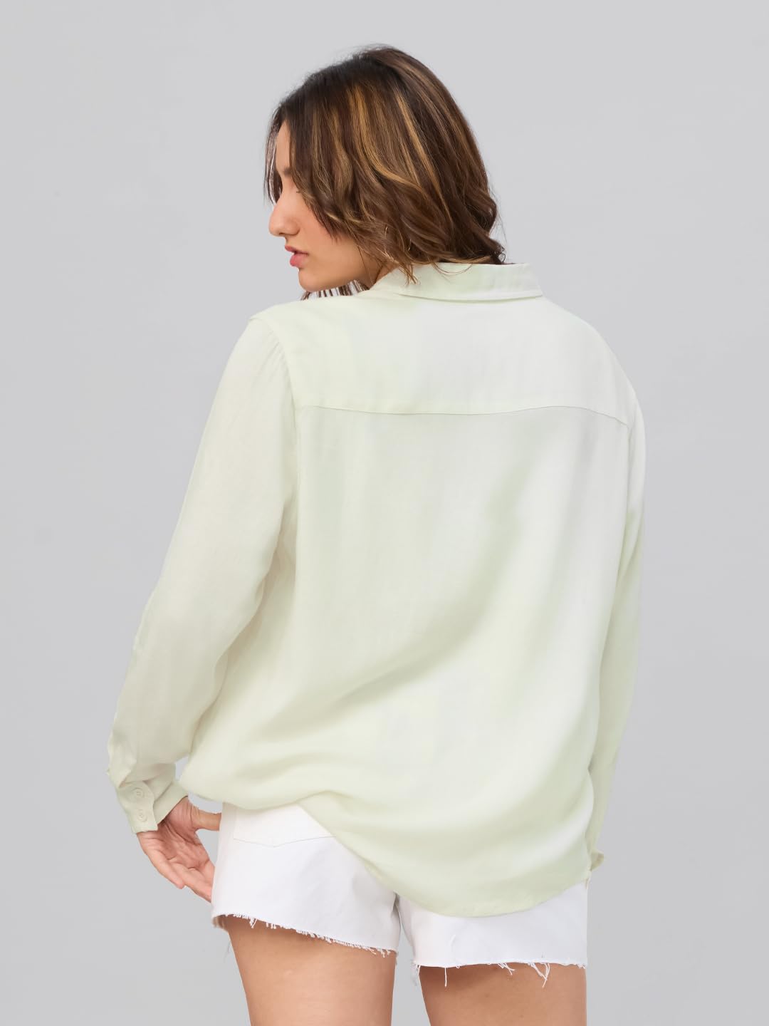 The Souled Store Originals: Minimalistic Women and Girls Long Sleeves Collared Neck Button Front Printed Regular Fit Cotton Shirt