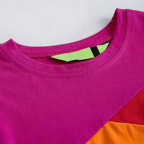 Hopscotch Girls Multi Full Sleeves 2-Pc Colourblock Cotton Jogger Set For Age (3-4 Years)