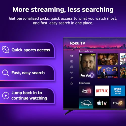 Roku Smart TV 2026 – 40 Inch Select Series, 1080p Full HD TV – Roku TV with Voice Remote Control – Flat Screen LED TV with Wi-Fi for Live Local News Streaming Sports & Movies, Bluetooth
