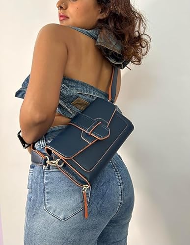 Ceres Cross Body Fit Sling Bag Women Use Travel office Business Faux Leather - 22JY29 (Blue)