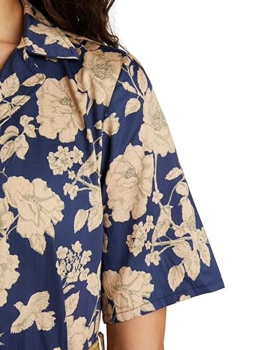 Biba Women's Blue A Line Cotton Printed Dress