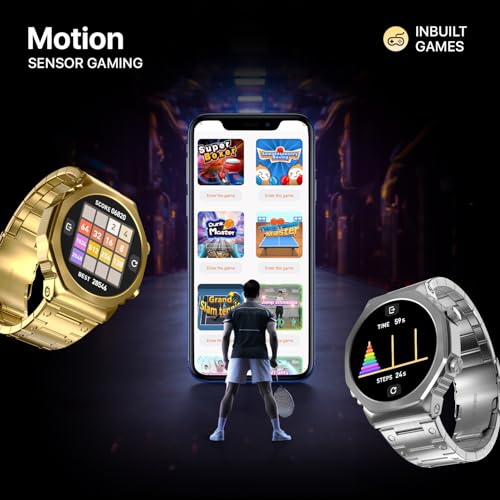 Fire-Boltt Onyx- 36.3mm AMOLED Always On Display Smart Watch, 466 * 466 High Resolution, Bluetooth Calling, Steel Design, IP67, 4GB Storage, 300+ Sports Modes, 130+ Watch Faces (Silver)