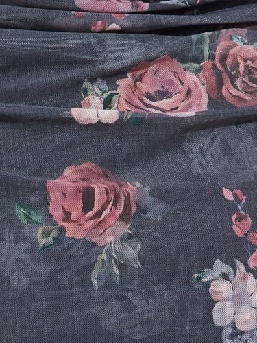 Max Alaya F x URB_N Women Floral Print Bodycon Dress (Grey_L)