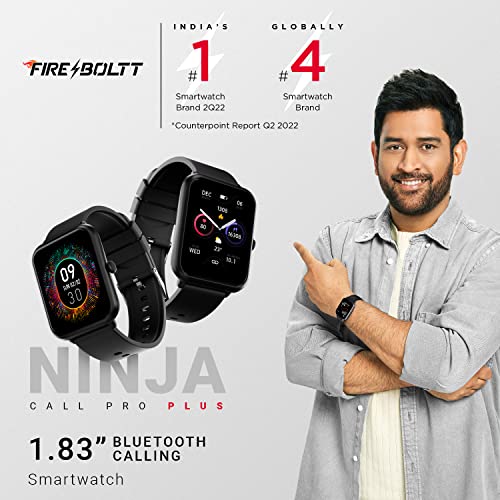 Fire-Boltt Ninja Call Pro Plus 1.83" Smart Watch with Bluetooth Calling, AI Voice Assistance, 100 Sports Modes IP67 Rating, 240 * 280 Pixel High Resolution