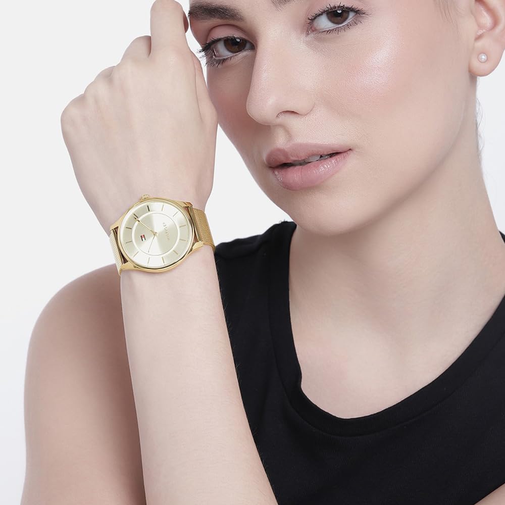 Tommy Hilfiger Quartz Blue Dial Two Toned Stainless Steel Strap Analog Watch for Women