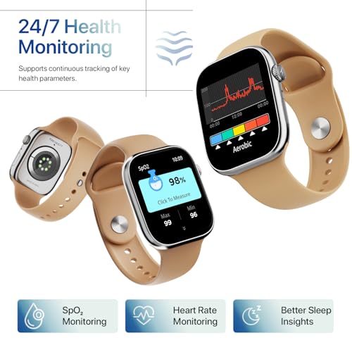Fire-Boltt Ninja X Ring Smart Watch with 1.96” Large Display, Bluetooth Calling, Wireless Charging, AI Voice Assistant, 500+ Watch Faces, Health Suite, Smart Watch for Man & Woman – Mocha Mousse