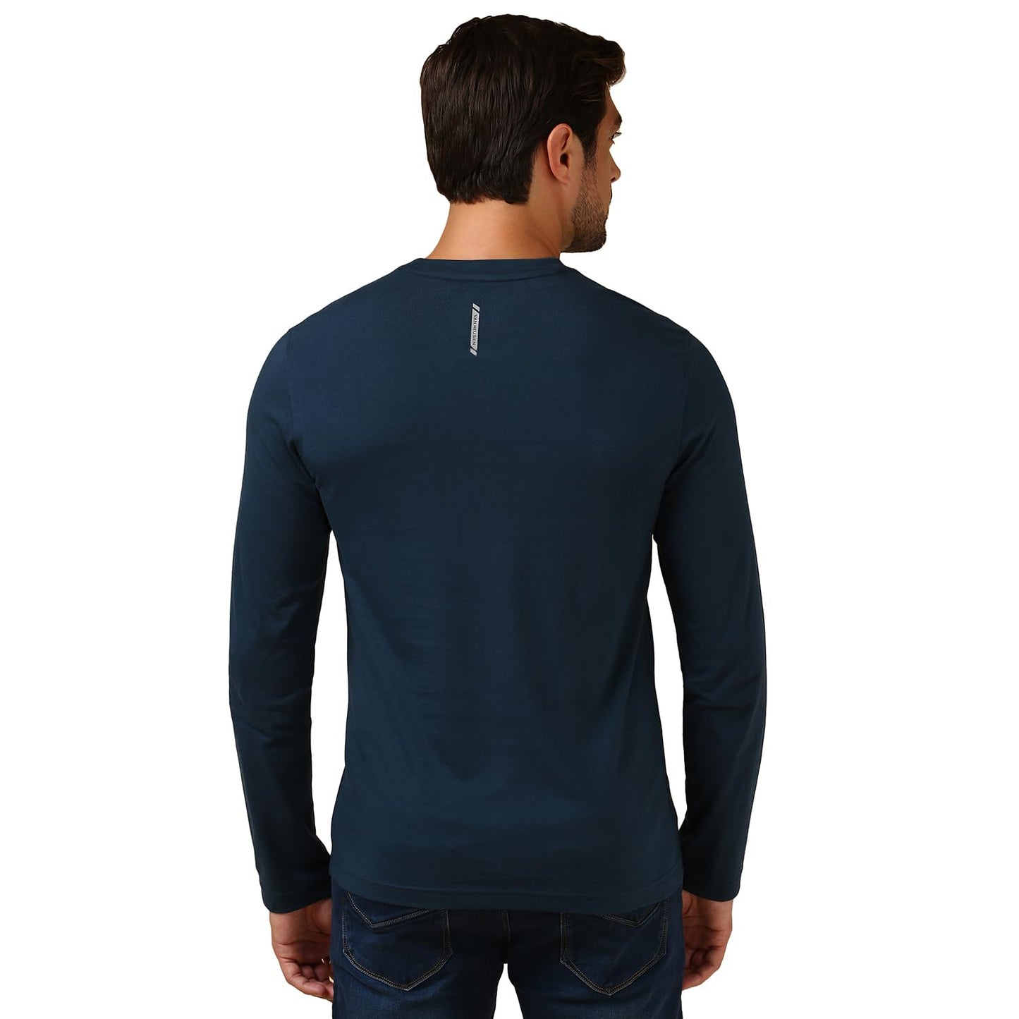 Van Heusen Men's Regular Fit T-Shirt (IHQTS1LDSS60095_Navy_L_Blue