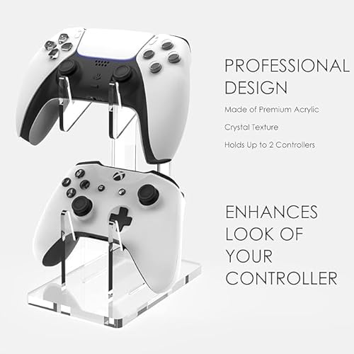 OOPZ Dual game pad Controller Holder Gaming Accessories, Suitable for Almost All Controllers, Controller Stand for Xbox ONE PS4 PS5 STEAM PC (Crystal Clear)