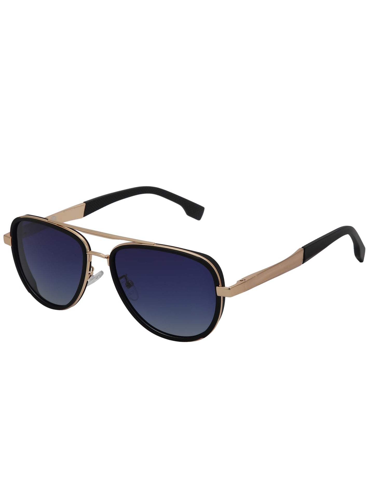 Carlton London Unisex Premium Rose Gold & Black Toned Blue UV with Polarised Lens Aviator Sunglass