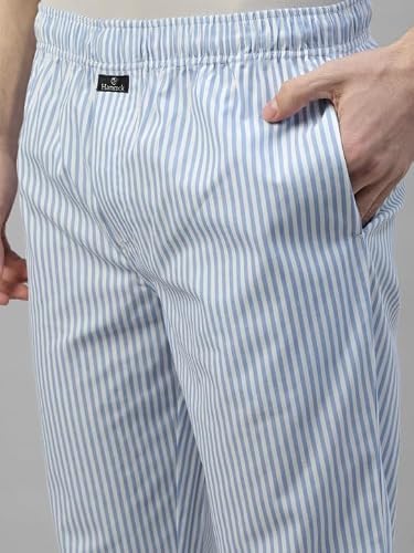 Hancock Men Cotton Striped Relaxed Fit Night Suit White Size S
